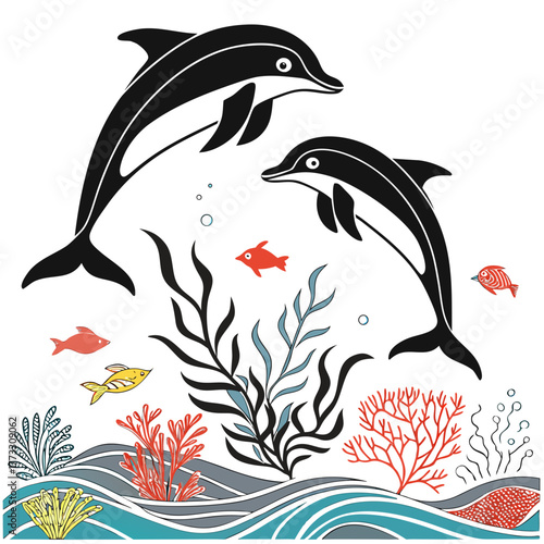 Dolphins swimming in the ocean