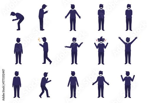 Flat vector illustrations featuring diverse human activities and expressions