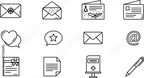 Elegant icons for greetings and correspondence needs