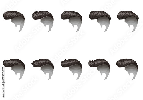 Ten Hair Designs Vector Illustration for Digital Art