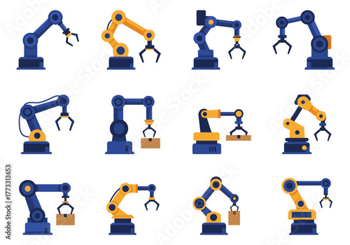 Industrial Robotic Arm Set for Manufacturing and Automation