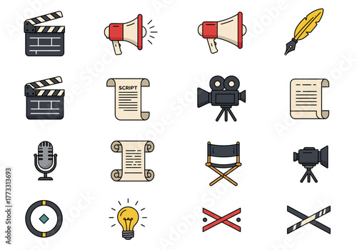 Film Production Elements Illustration of Movie Making Icons