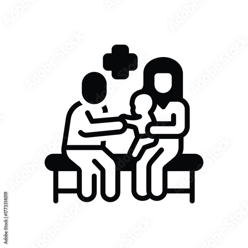 Black solid icon for pediatrician visit