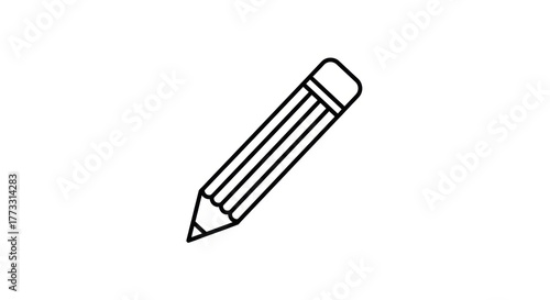 Simple drawing of a pencil on a white background, line art