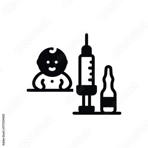 Black solid icon for childhood vaccination