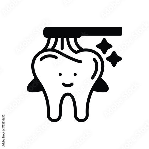 Black solid icon for kids dental care