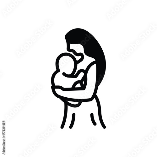 Black solid icon for newborn care