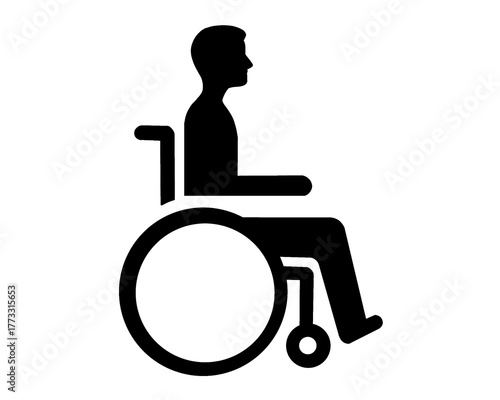 icon of person sitting in wheelchair, icon isolated on white background
