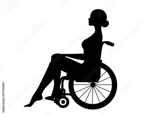 woman sitting in wheelchair icon, icon isolated on white background
