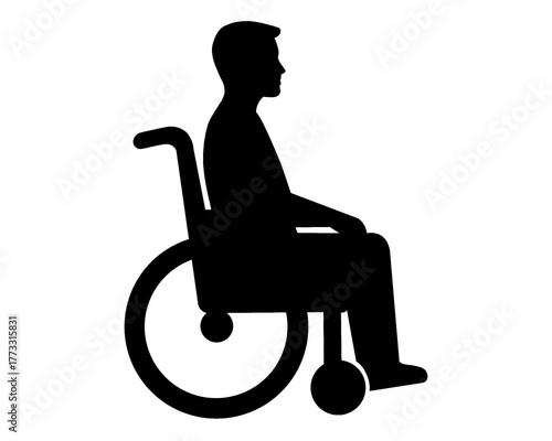 man sitting in wheelchair icon, icon isolated on white background
