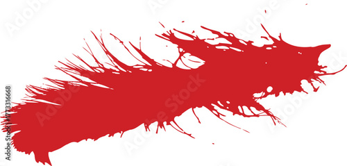 Vibrant red feather isolated against a clean white background for design elements