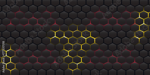 geometric hexagonal warm color technology background