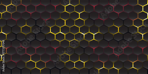 geometric hexagonal warm color technology background