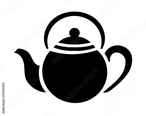 teapot silhouette, icon isolated on white background, style 3
