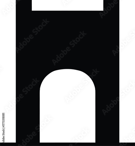 Simple silhouette of an arched gateway or bridge entrance
