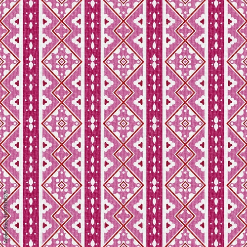 Elegant seamless pattern with floral and geometric elements in shades of pink and white for vibrant textile and paper designs with a touch of sophistication