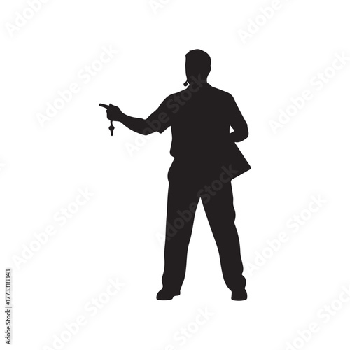 Male coach silhouette vector flat illustration design on white back ground