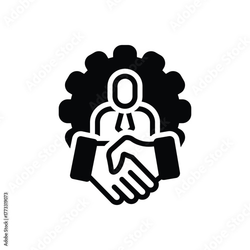 Black solid icon for client relations