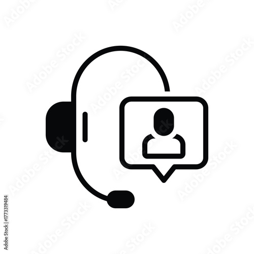 Black solid icon for customer support