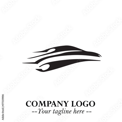Car Running Fast Logo Symbol in Black on the White Background with Dynamic Speed Design