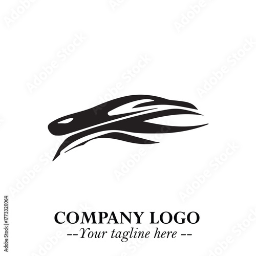 Car Running Fast Logo Symbol in Black on the White Background with Dynamic Speed Design