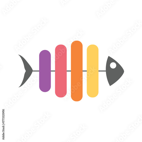 Warm color gradient fish infographic vector, great for creative data presentations and infographic projects.