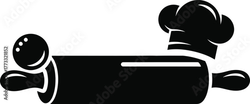 Black silhouette of a rolling pin and chef s hat