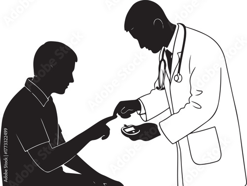 Glucose meter tutorial from doctor to patient

Patient learning diabetes self-testing process
Doctor showing blood sugar test with glucose meter
Diabetic patient getting medical instruction