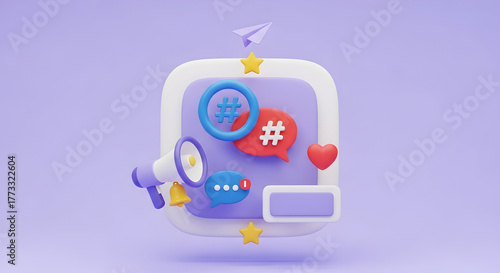 Wallpaper Mural Purple Social Media Marketing Kit 3D Render for Digital Business to Gain Exposure and Customer Loyalty on Platform Torontodigital.ca