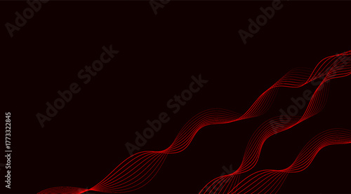 Elegant, flowing red lines contrast beautifully against the deep maroon backdrop, creating a modern abstract design with a dynamic, wave-like movement and sophisticated aesthetic