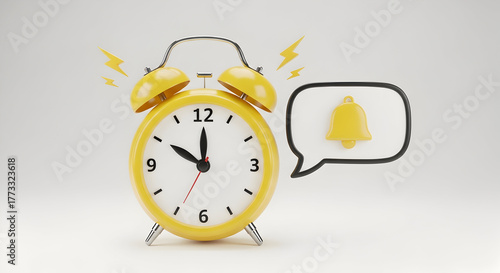 Wallpaper Mural Bright Yellow Alarm Clock with Notification Bubble for Reminder Alerts and Time Management Tools that Inspire Promptitude Torontodigital.ca