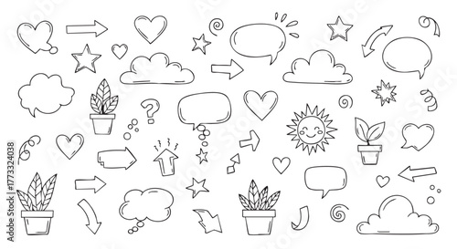 Black and white seamless pattern with doodle elements vector illustration