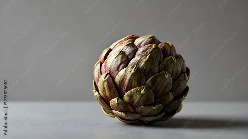 Obraz premium Jerusalem artichoke on minimalist gray background, high angle shot