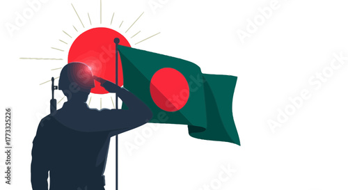 Bangladeshi soldier saluting the flag, a symbol of respect and national pride