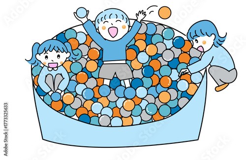 ボールプールで遊ぶ子ども達