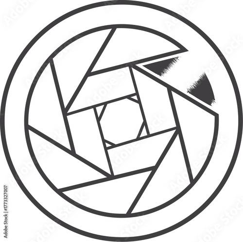 Camera lens aperture icon representing photography and visual communication