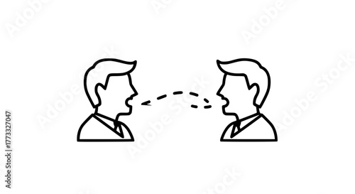 Engaging business communication between two people, a modern icon representing teamwork, discussion, and collaboration, great for presentations or explaining concepts in a simple way