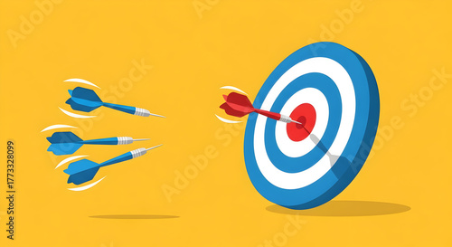 Wallpaper Mural Dartboard vector target graphic for business concept of focus strategy and successful achievement on yellow backdrop Torontodigital.ca