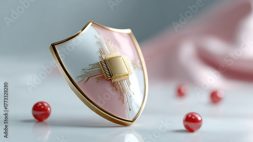 Shield and gavel symbolize law and justice in ai ethics regulation. concept of protection security and governance for future responsible technology development