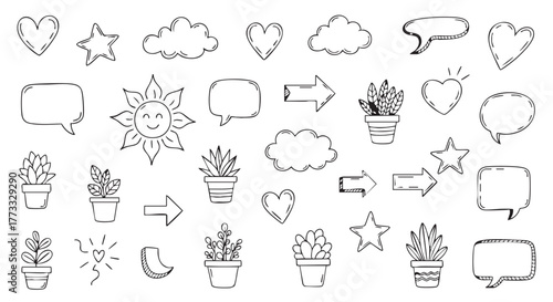 Hand drawn doodles vector set for stickers or design elements