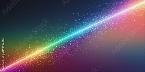 Abstract colorful rainbow light wave lines glow on a dark blue sky space design background illustration