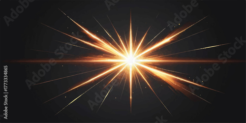 Bright fireworks celebration explosion vector illustration against a black night sky background with sparkler lights and abstract stars