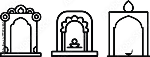 Three decorative architectural niches for sacred spaces