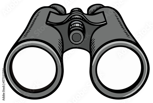 Isolated Gray Binoculars Illustration Aiming for Distant Views and Adventures
