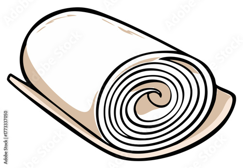 Rolled Up White Towel Vector Graphic Illustration Isolated on White Background for Hygienic Use or Textile Design Element