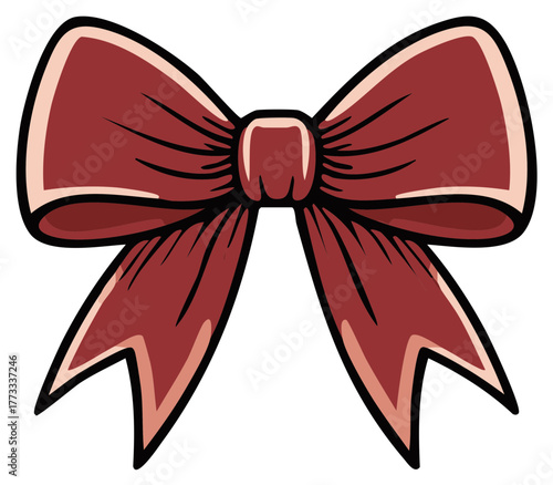 Decorative red ribbon bow illustration for gifts and holidays