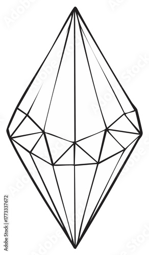 Abstract geometric diamond shape with sharp facets and lines