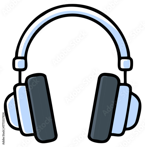 Illustration of over-ear headphones for listening to music, podcast, entertainment, or for sound production.