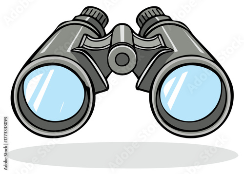 Vector illustration of grey binoculars for watching and exploring
