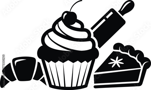 Bakery treats and baking tools illustration